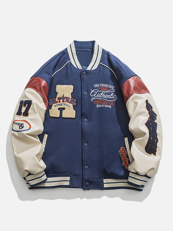 Contrast Stitching Thicken Varsity Jacket