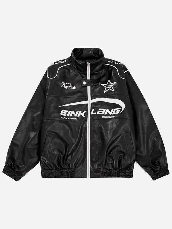 Embroidery Racing PU Jacket