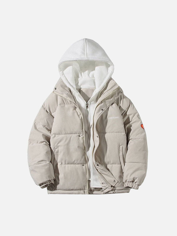 Fake Two-piece Hooded Winter Coat