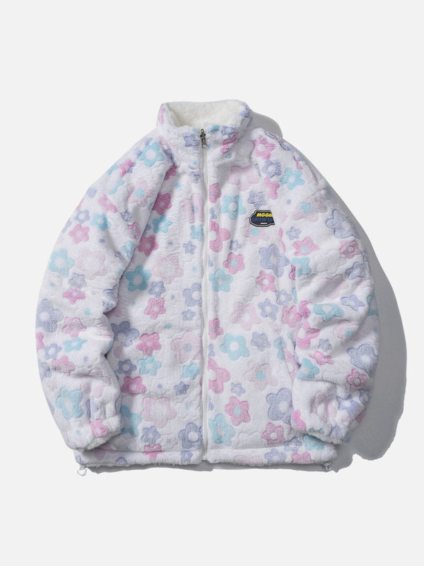 Floral Reversible Sherpa Winter Coat