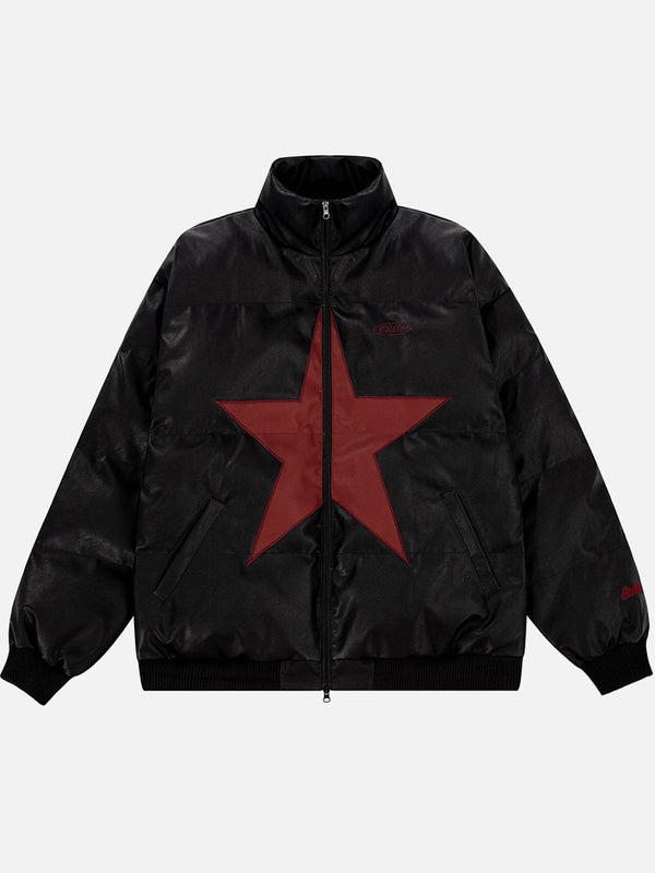 Star PU Winter Coat