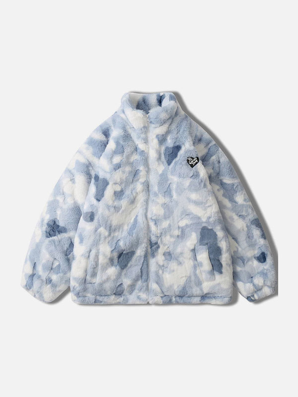 Tie-dye Heart Sherpa Coat