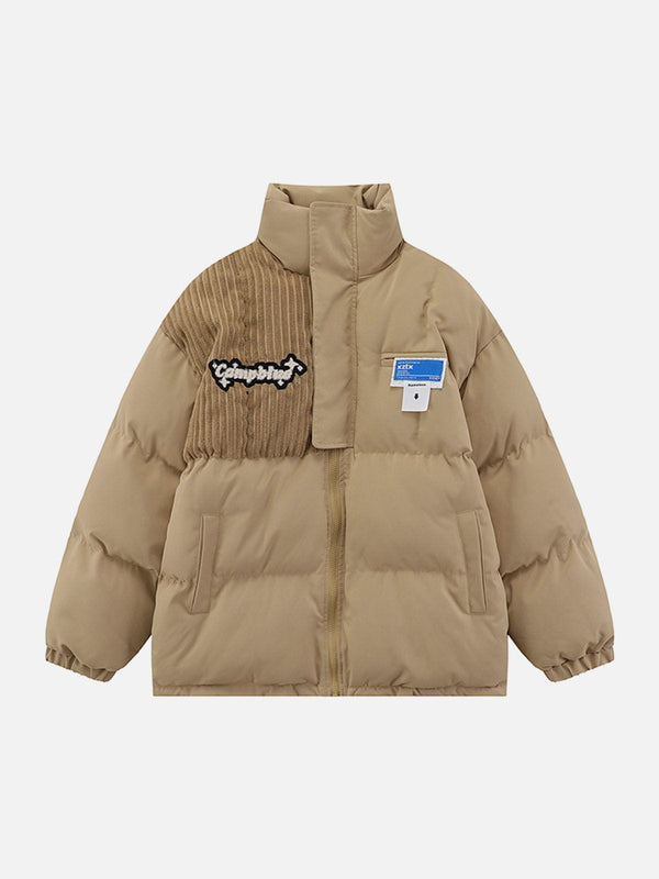 Rimiro - Vintage Paneled Stand Collar Winter Coat