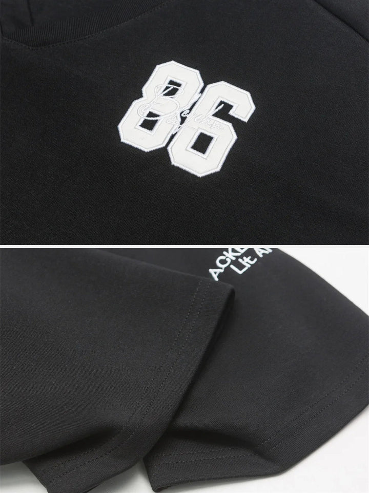 86 Embroidery V-Neck Sweatshirt-rimiro.com