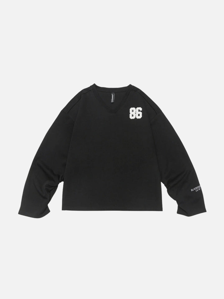86 Embroidery V-Neck Sweatshirt-rimiro.com