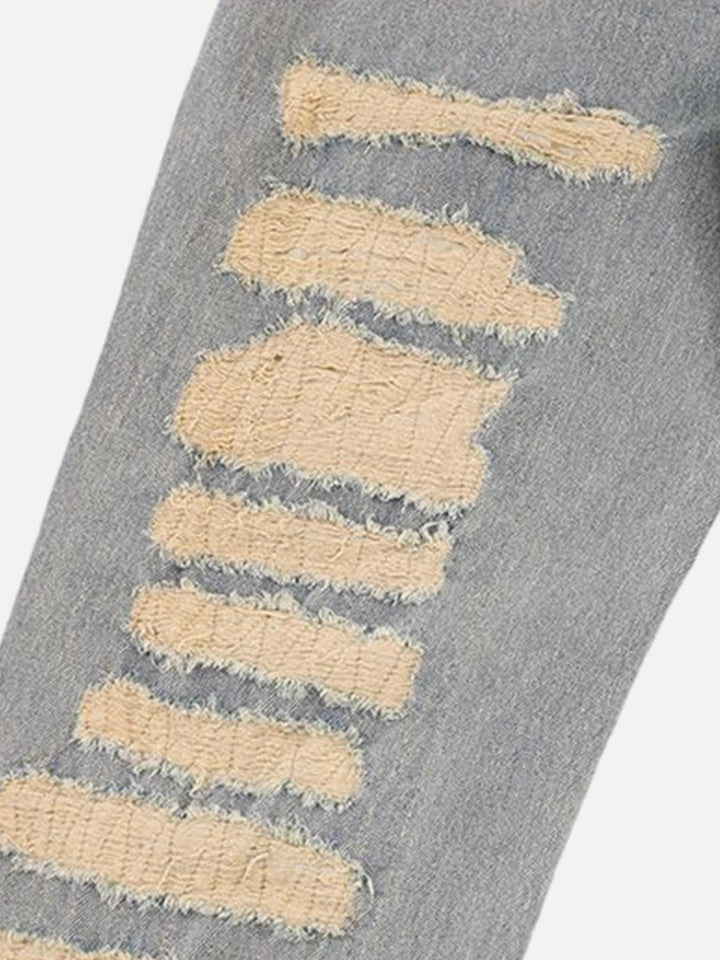 American Street Style Ripped Embroidered Jeans-rimiro.com