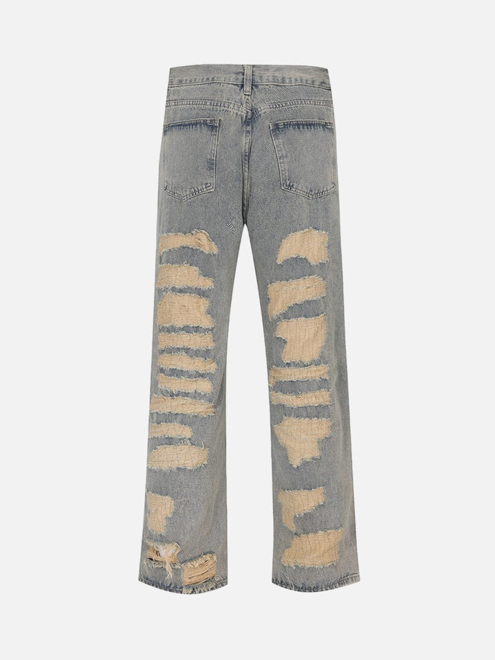 American Street Style Ripped Embroidered Jeans-rimiro.com