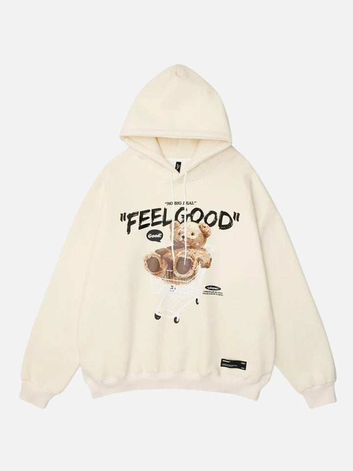 Bear Shopping Cart Print Hoodie-rimiro.com