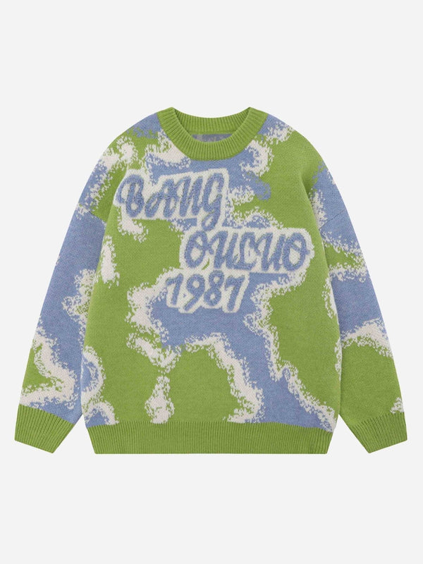 Camouflage Peplum Crew Neck Knit-rimiro.com