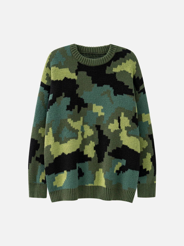 Camouflage Print Sweater-rimiro.com