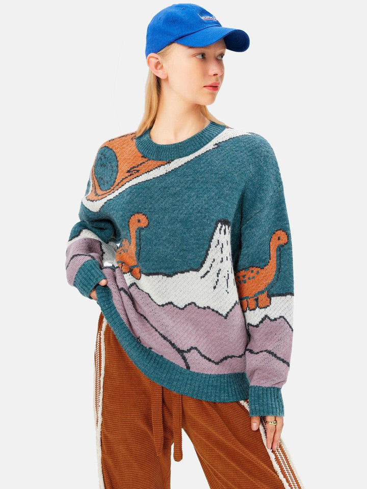 Cartoon Little Dinosaur Knit Sweater-rimiro.com