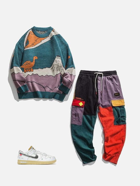 Cartoon Little Dinosaur Knit Sweater-rimiro.com