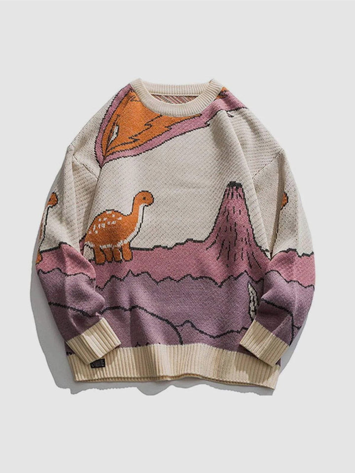 Cartoon Little Dinosaur Knit Sweater-rimiro.com