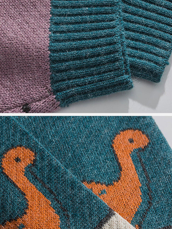 Cartoon Little Dinosaur Knit Sweater-rimiro.com