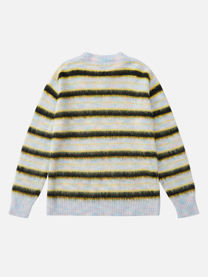 Color Contrast Striped Sweater-rimiro.com