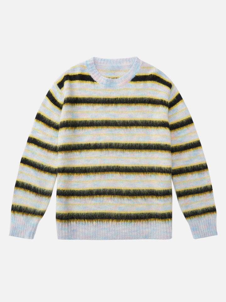 Color Contrast Striped Sweater-rimiro.com