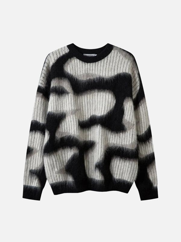 Contrast Mohair Sweater-rimiro.com