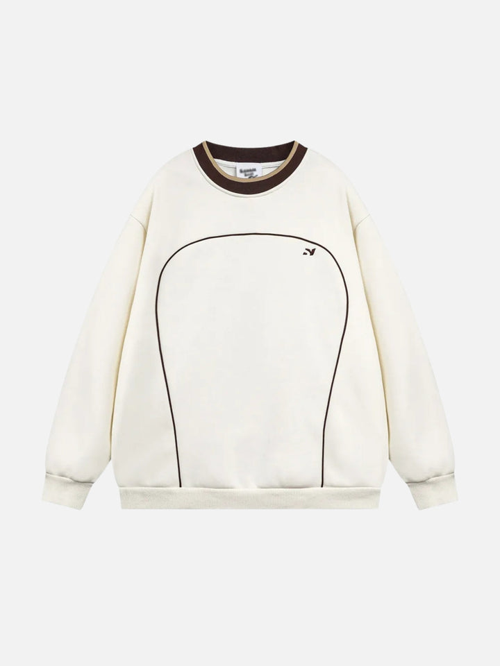 Contrast Paneled Embroidery Sweatshirt-rimiro.com