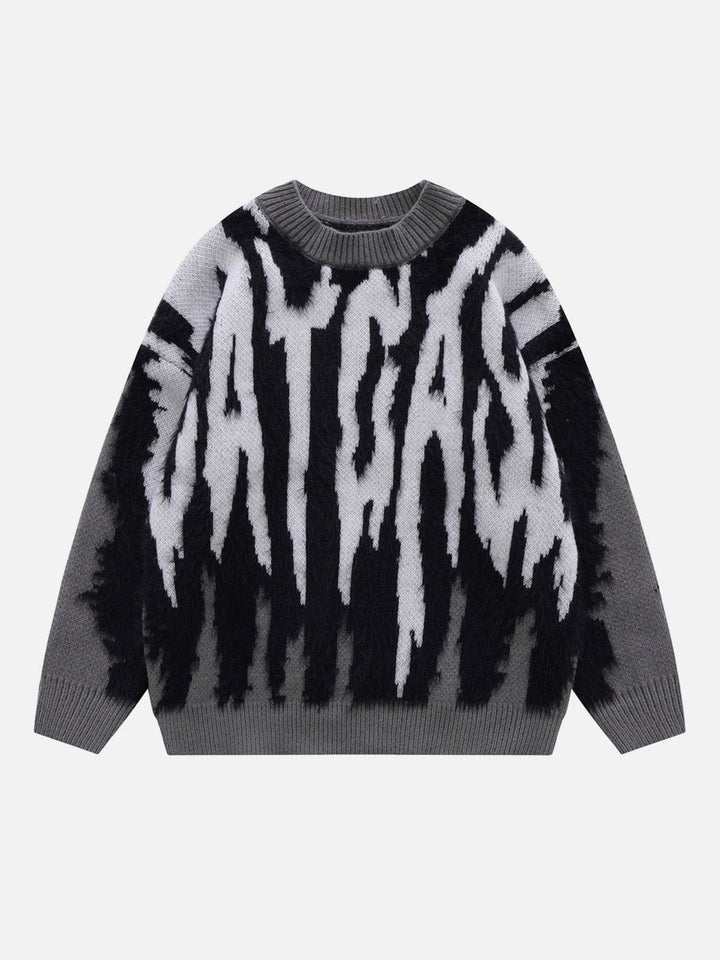 Contrast Zebra Plush Print Sweater-rimiro.com