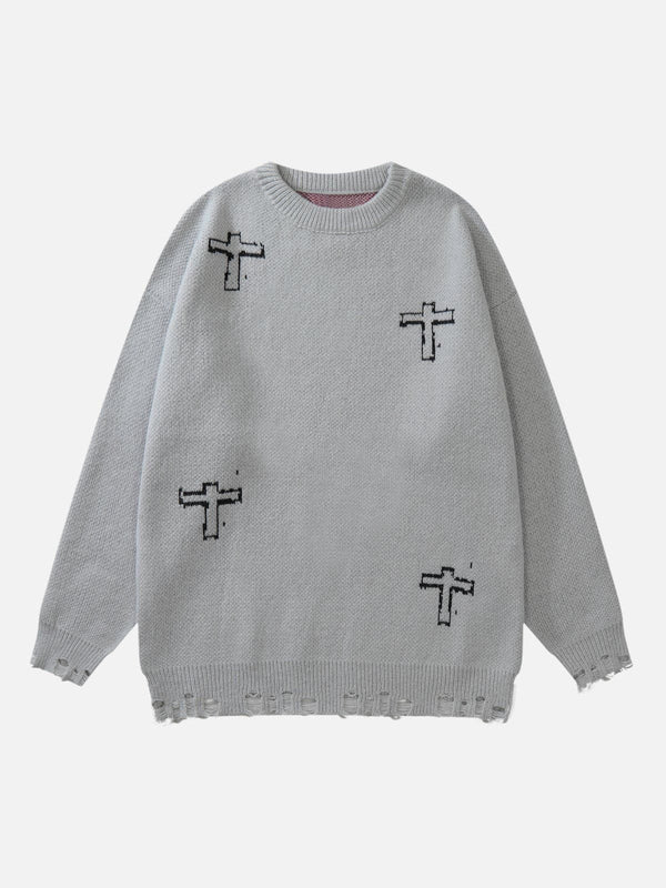 "Cross & Lie" Graphic Sweater-rimiro.com