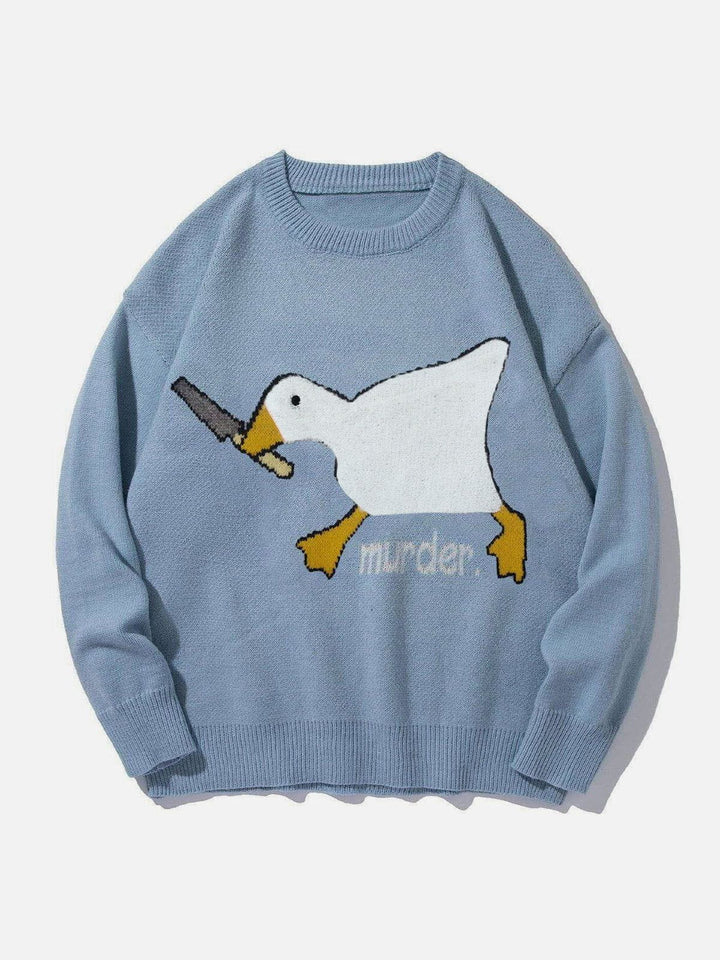 Cute Murder Goose Pattern Knit Sweater-rimiro.com