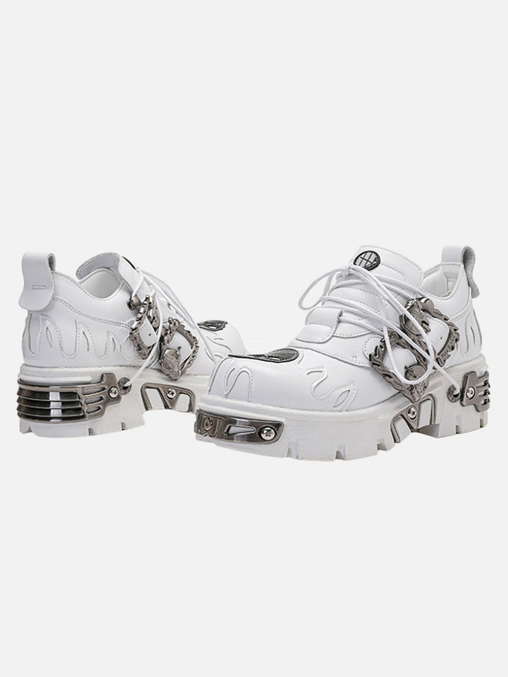 Dark Metal Heavy-soled Small Leather Shoes-rimiro.com