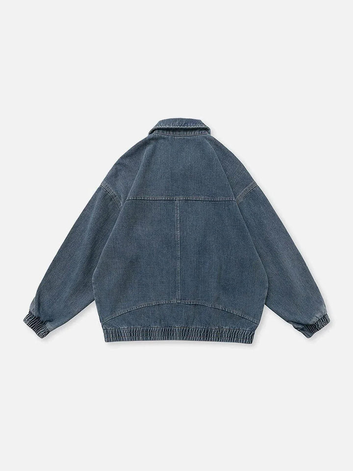 Distressed Solid Color Denim Jacket-rimiro.com