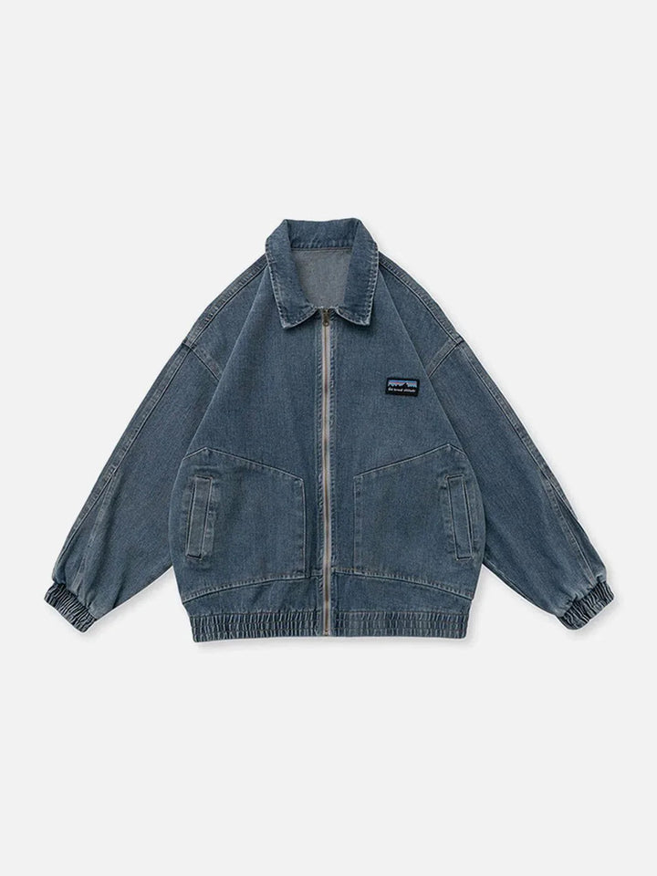 Distressed Solid Color Denim Jacket-rimiro.com