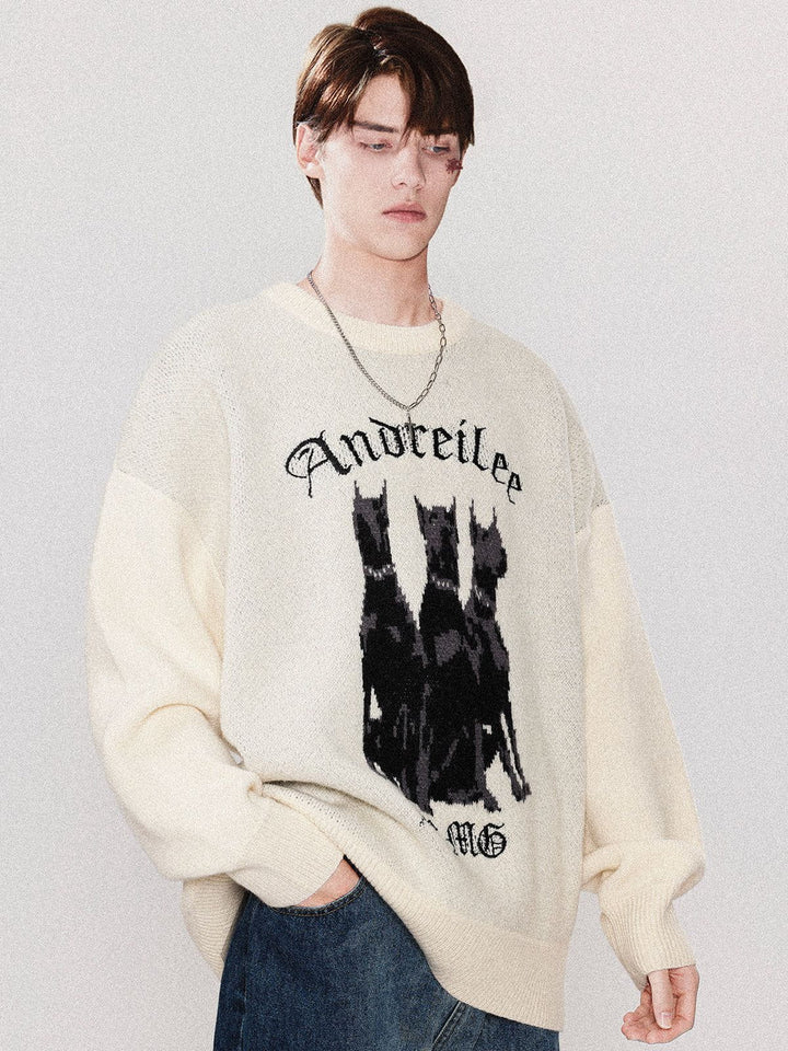 Doberman Print Sweater-rimiro.com