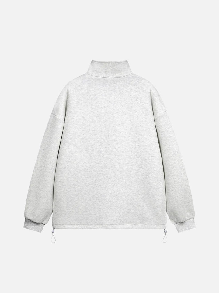 Drawstring Hem Stand Collar Sweatshirt-rimiro.com