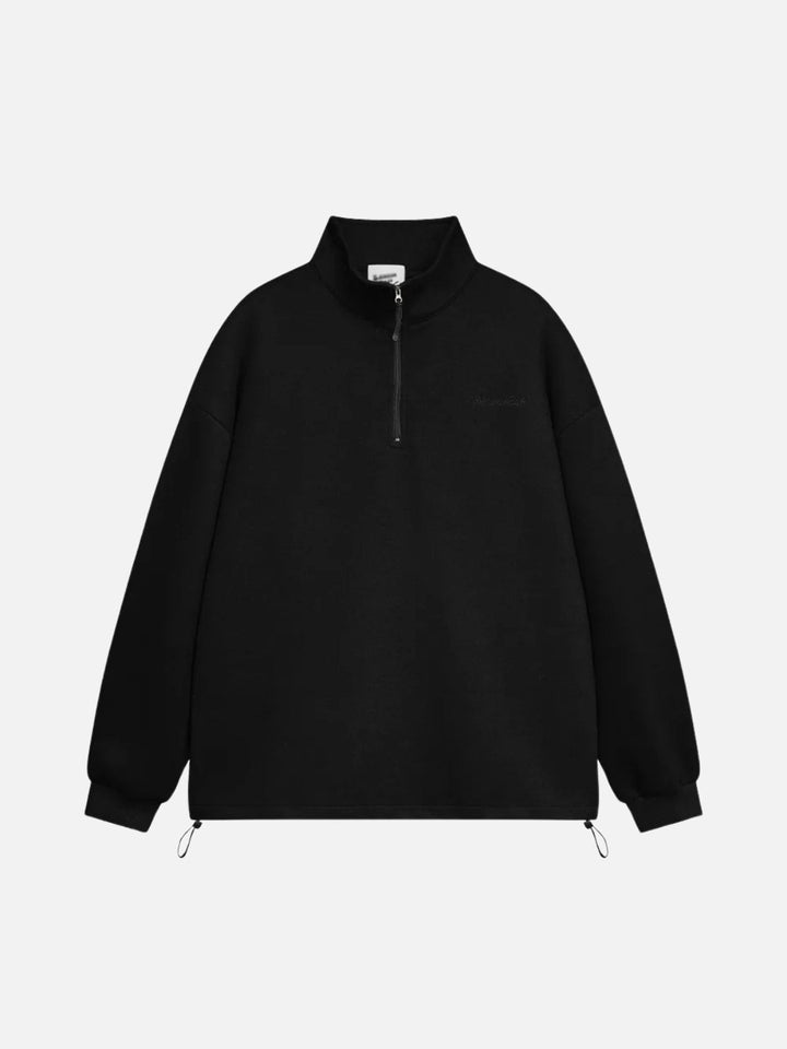 Drawstring Hem Stand Collar Sweatshirt-rimiro.com