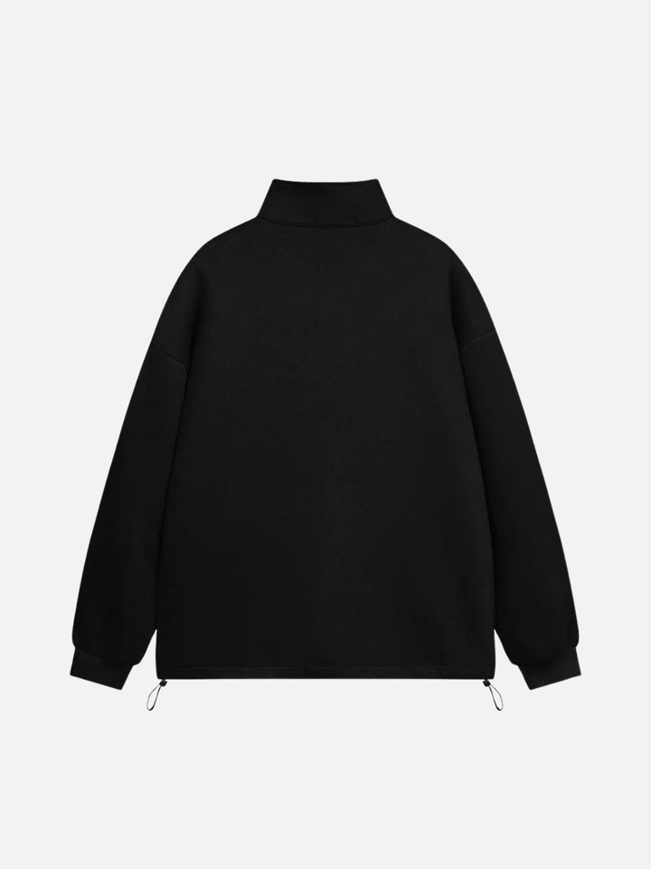 Drawstring Hem Stand Collar Sweatshirt-rimiro.com