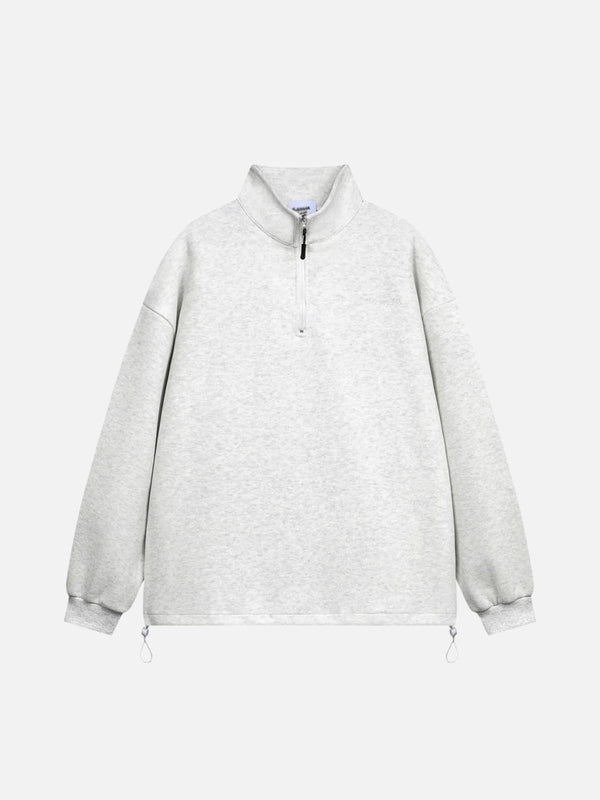 Drawstring Hem Stand Collar Sweatshirt-rimiro.com