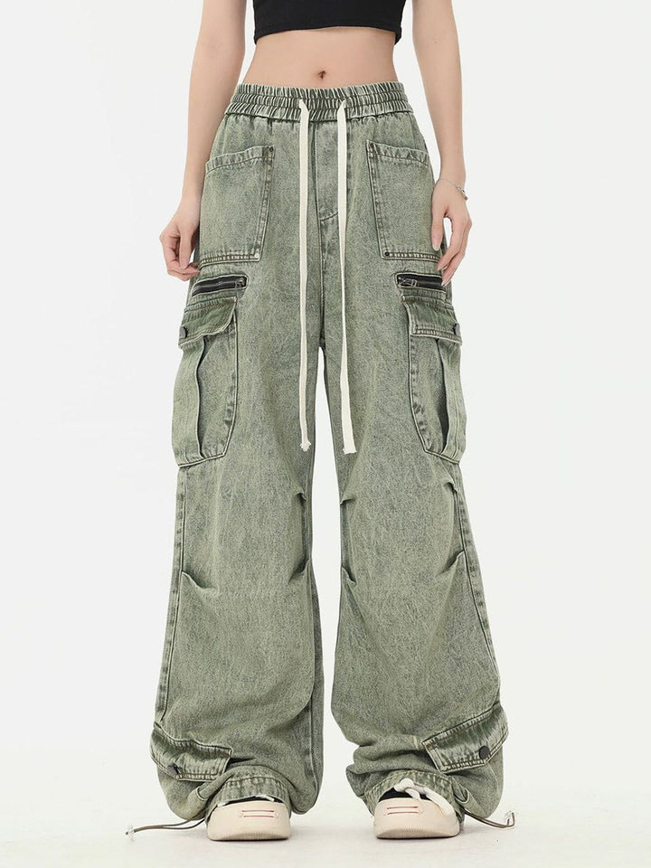 Drawstring Loose Cargo Jeans-rimiro.com