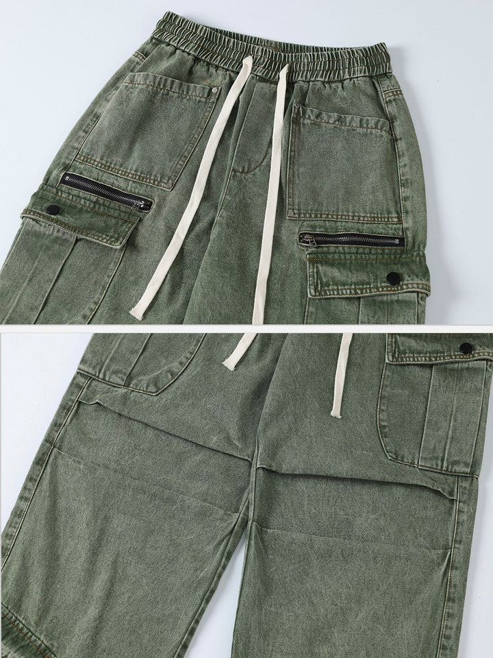 Drawstring Loose Cargo Jeans-rimiro.com