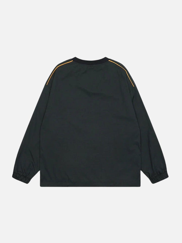 Embroidered V-Neck Sweatshirt-rimiro.com