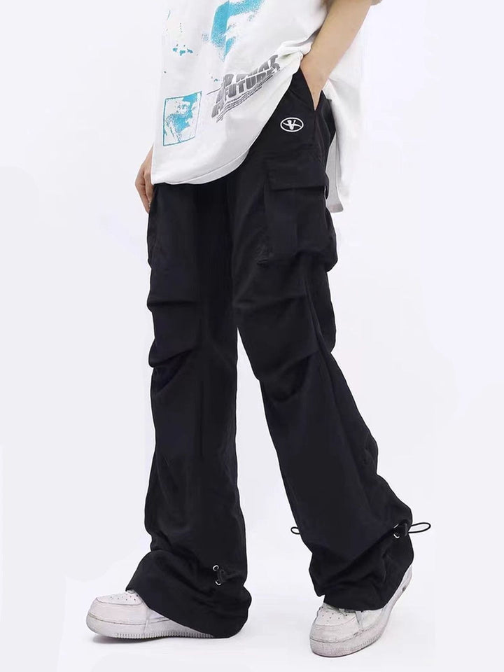 Embroidered Wrinkle Cargo Pants-rimiro.com