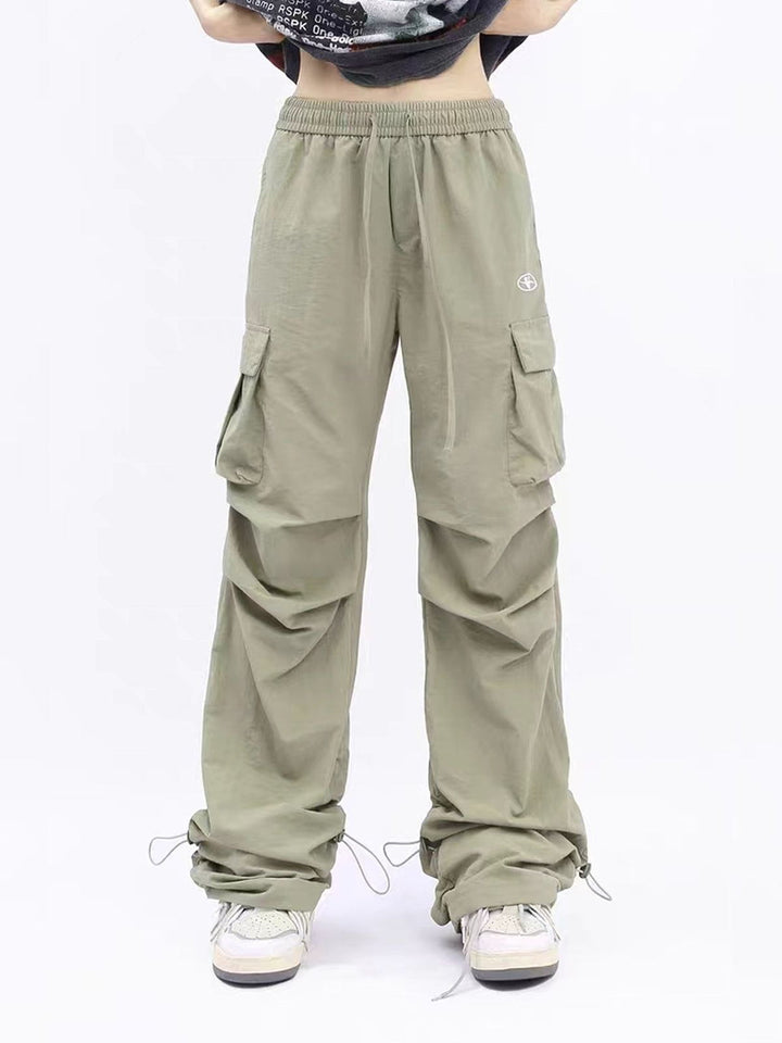 Embroidered Wrinkle Cargo Pants-rimiro.com