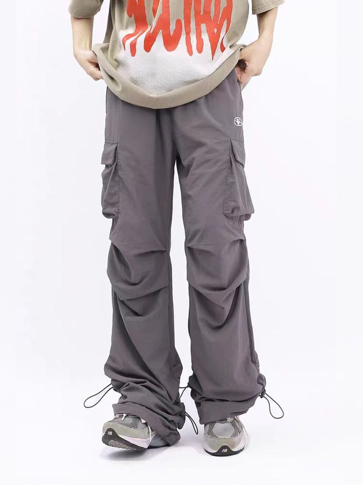 Embroidered Wrinkle Cargo Pants-rimiro.com