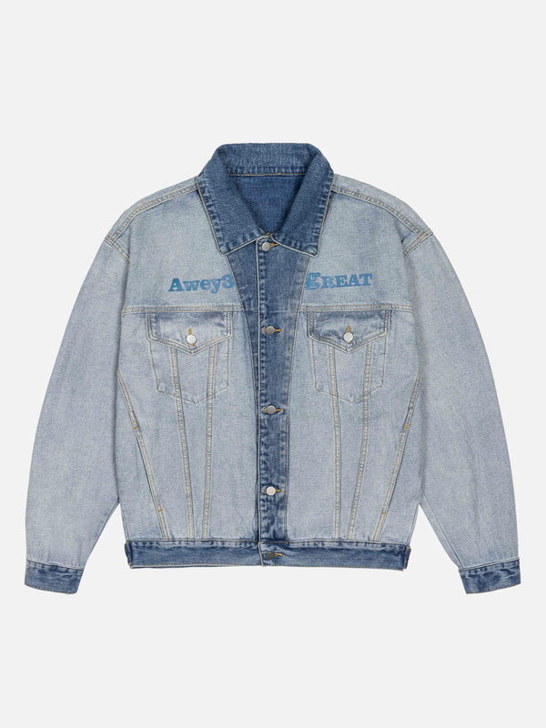 Embroidery Patchwork Denim Jacket-rimiro.com