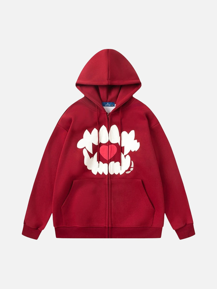 Embroidery Tooth Heart Hoodie-rimiro.com