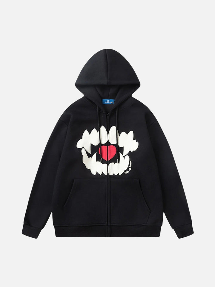 Embroidery Tooth Heart Hoodie-rimiro.com