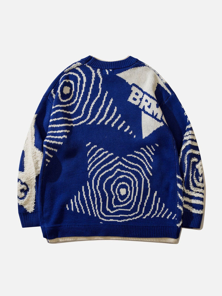 Fake-Two Flocking Patchwork Sweater-rimiro.com