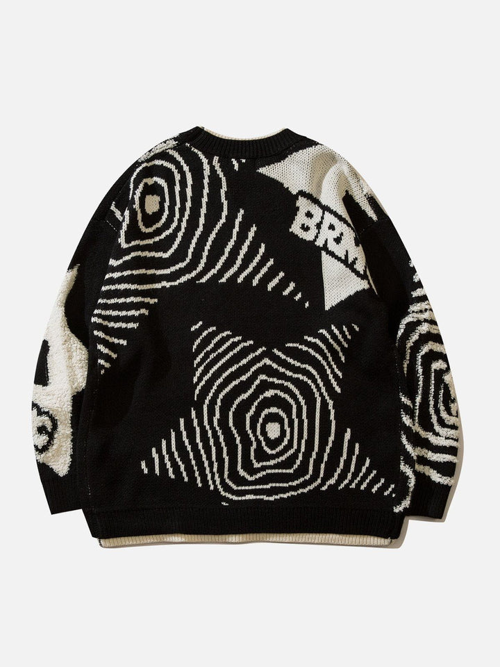 Fake-Two Flocking Patchwork Sweater-rimiro.com