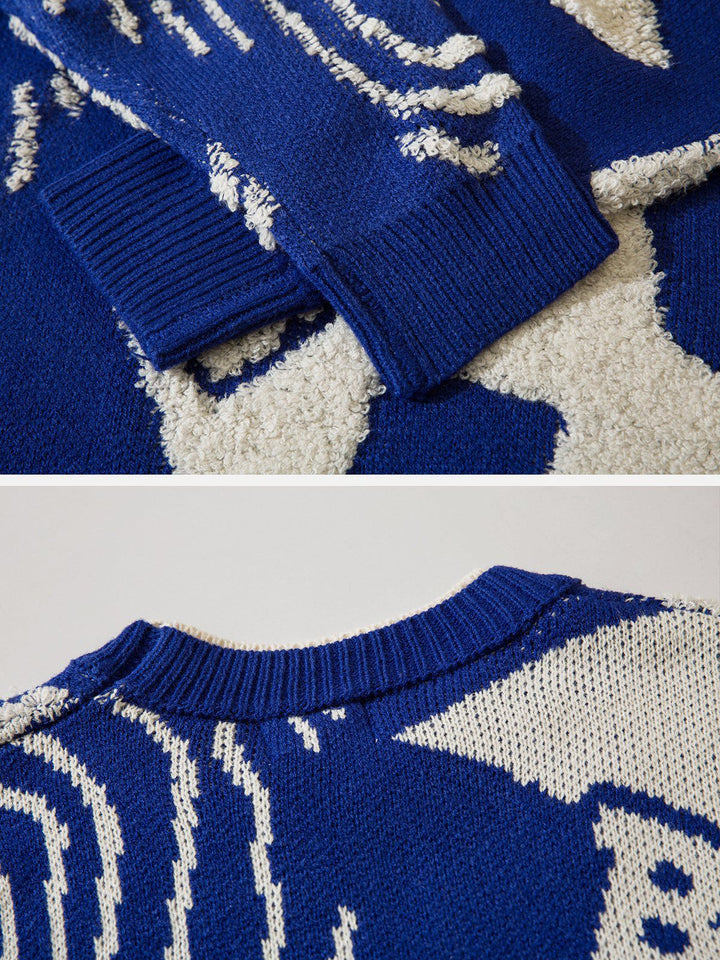 Fake-Two Flocking Patchwork Sweater-rimiro.com