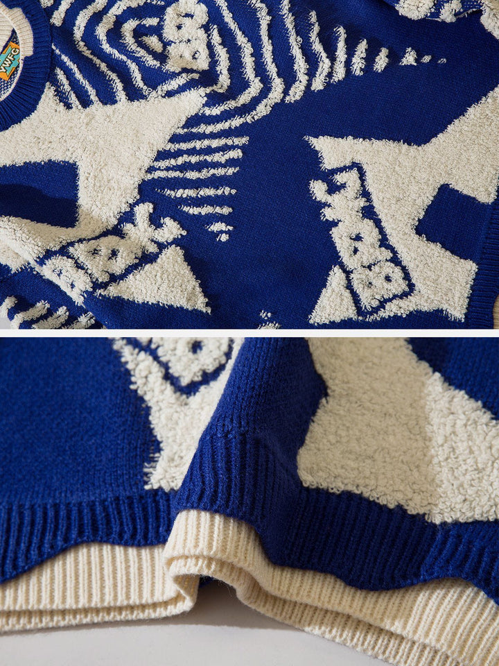 Fake-Two Flocking Patchwork Sweater-rimiro.com