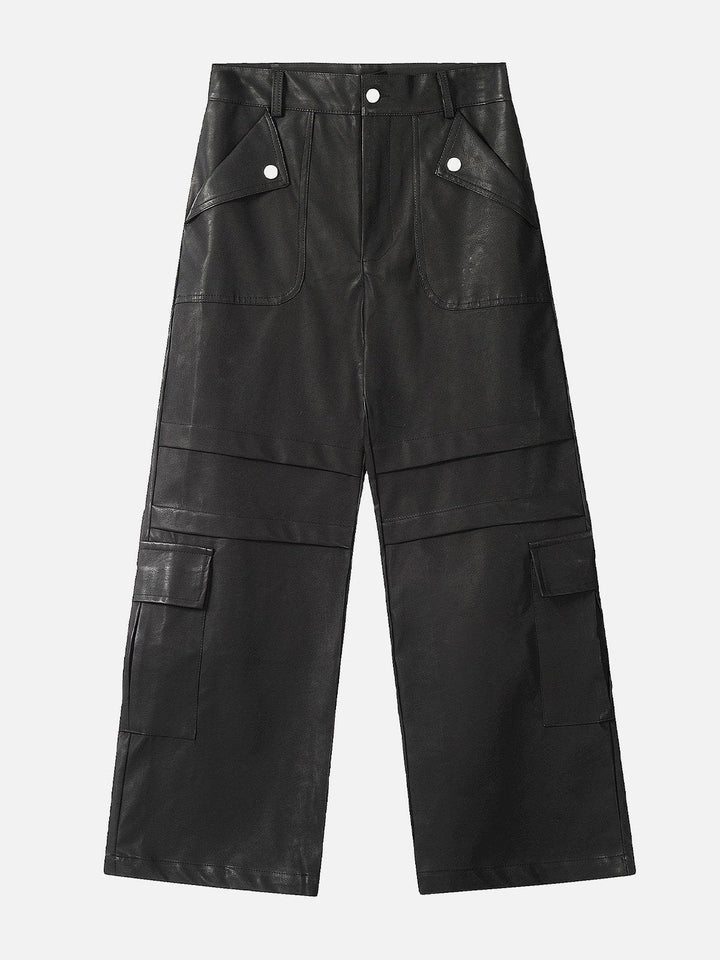 Faux Leather Cargo Pants-rimiro.com