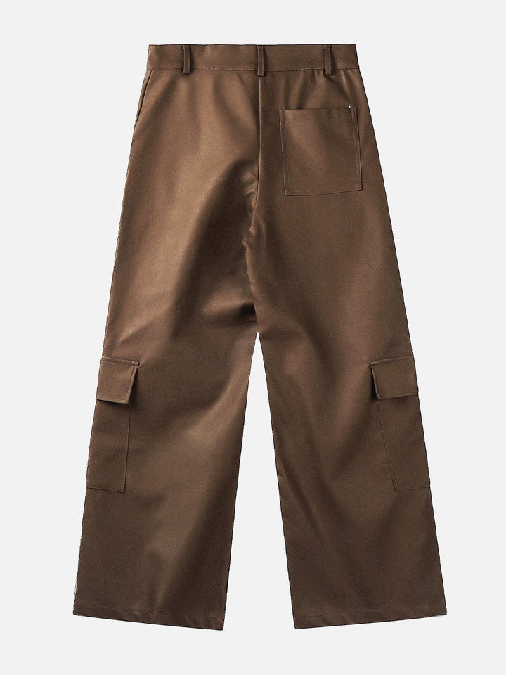 Faux Leather Cargo Pants-rimiro.com