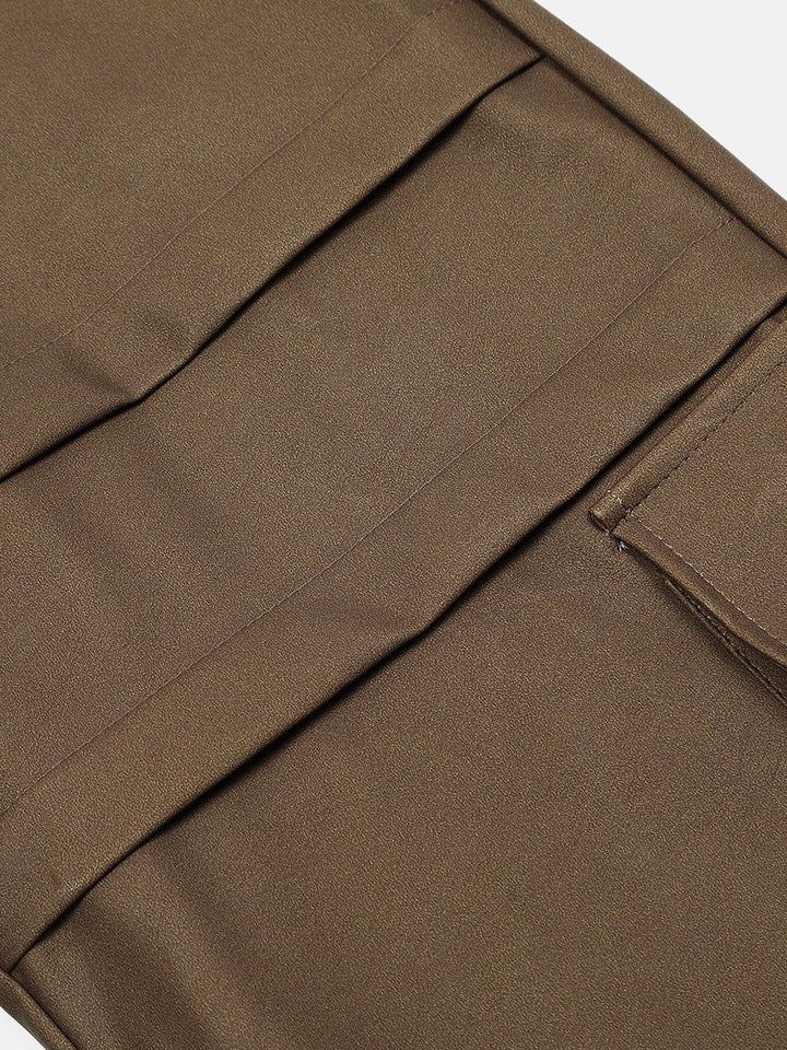 Faux Leather Cargo Pants-rimiro.com