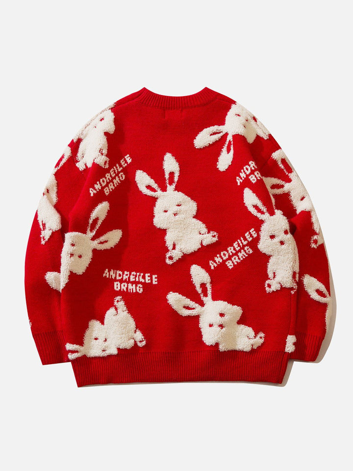 Flocked Rabbit Jacquard Sweater-rimiro.com